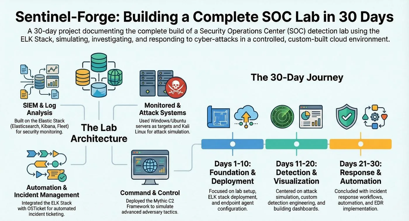 Sentinel-Forge project overview showing the 30-day build phases